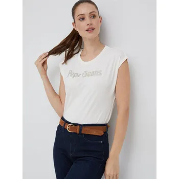 Dámské tričko Pepe Jeans dámské krémové tričko 20013911-8445512435773