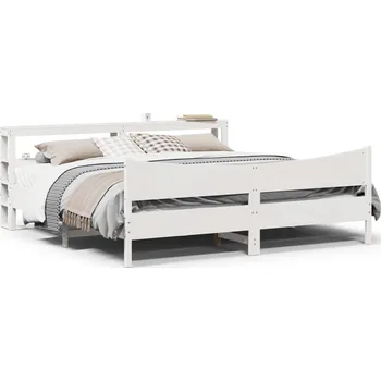 Ložnice zahrada-XL Rám postele s čelem bílý 200 x 200 cm masivní borové dřevo 3306292