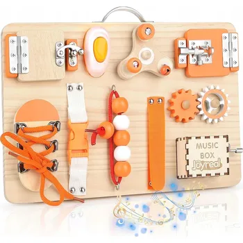 Dřevěná hračka EDUKAČNÍ TABULE PRO DĚTI 3D MONTESSORI SENZORICKÁ DĚTSKÁ DÁREK