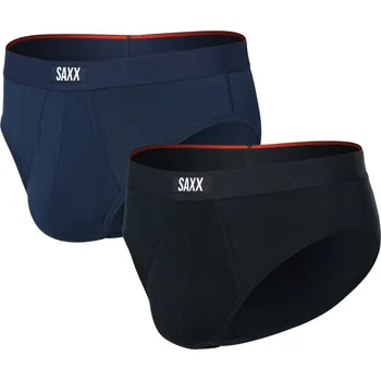Boxerky Pánské slipy Saxx Vibe Xtra Soft Comfort Brief Fly 2Pk Velikost: L / Barva: černá/modrá