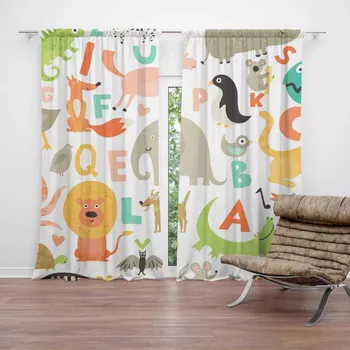 Závěs Sablio Závěs Zoo abeceda: 2ks 140x250cm