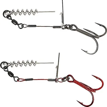 Rybářský háček Savage Gear Návazec Carbon49 Corkscrew Stinger Velikost 3/0 31kg 2ks