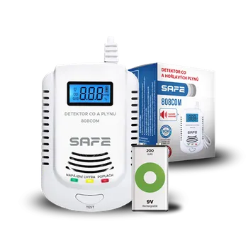 SET Kombinovaný detektor CO a plynů SAFE 808COM + nabíjecí baterie 9V