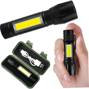 Svítilna VÝKONNÁ TAKTICKÁ SVÍTILNA POWER LED AKUMULÁTOR + POUZDRO 4 REŽIMY MINI COB LAMPA