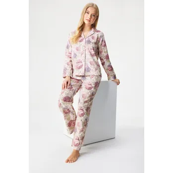 Dámské pyžamo Pyžamo Ralph Lauren Sateen Notch Collar dlouhé