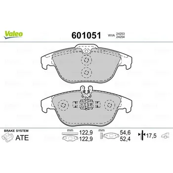 Brzdová destička Sada brzdových destiček, kotoučová brzda VALEO 601051