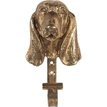 Věšák Zlatý antik nástěnný kovový háček hlava psa kokršpaněl - 7*5*13 cm