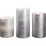 3x LED svíce z vosku, časovač, imitace plamene, stříbrné