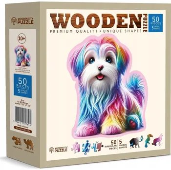 WOODEN CITY Dřevěné puzzle Veselé štěně 50 dílků