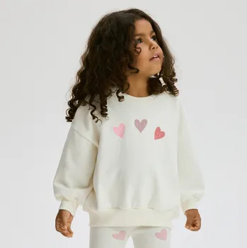 Dívčí mikina Reserved - Bavlněná souprava s potiskem - krémová - 511GX-01X - 511GX-01X-80