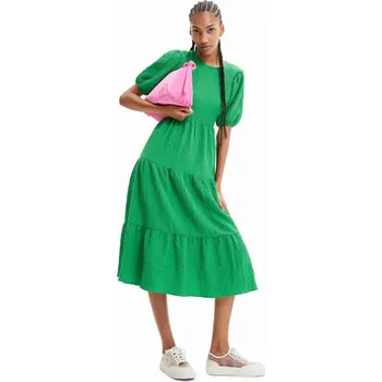 Dámské šaty DESIGUAL ZELENÉ ŠATY S ŘASENÍM (M)