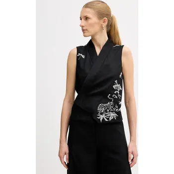 Dámská vesta Vlněná vesta Kenzo černá barva, jednořadá, FF52GI0109RA.99 99X, vel. XS