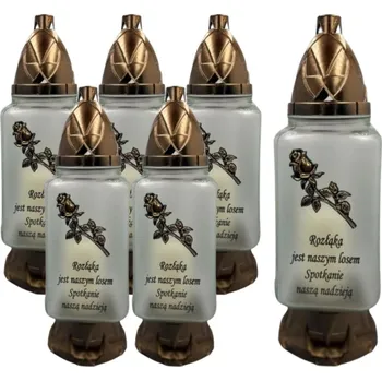 Svíčka Hřbitovní Svíčka Skleněný Zn-151 Stożek Nápis Rozloučení Zlatá Růže 28cm