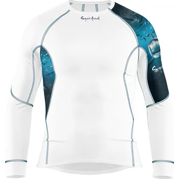 Pánské funkční triko dlouhý rukáv SHARK bílá Bamboo Ultra - Modrá / 3XL