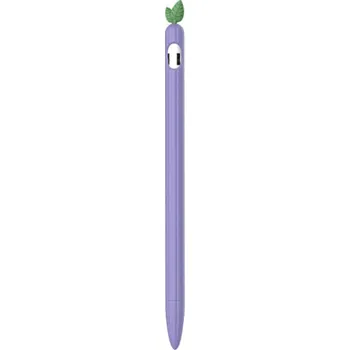 Pouzdro na mobilní telefon Ochranný silikonový obal s lístečky pro Apple Pencil 1. generace - fialový