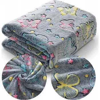 Dětský spotřebič Svítící deka Magic Blanket 160x190cm šedá - motýlci a hvězdy