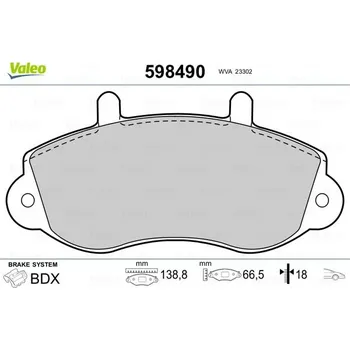 Brzdová destička Sada brzdových destiček, kotoučová brzda VALEO 598490