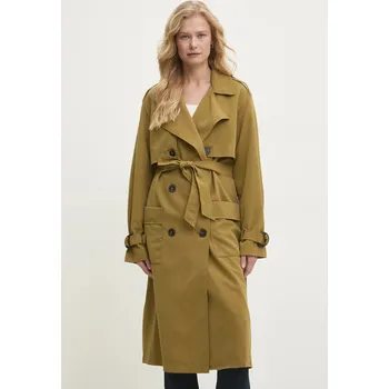 Dámský kabát Trench kabát Answear.LAB dámský, zelená barva, přechodný 8709.flk 77X, vel. M