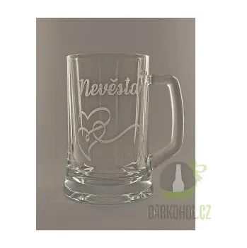 Sklenice Pískovaný půllitr s uchem Svatební (nevěsta)