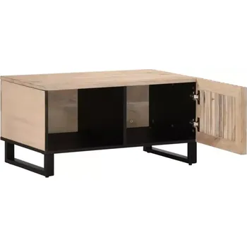 Konferenční stolek Konferenční stolek, originál ruční práce, kov, plast, manganové dřevo, černá, přírodní, ARALYN