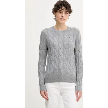 Dámský svetr Vlněný svetr Tommy Hilfiger dámský, šedá barva, WW0WW43586 09X, vel. XXL