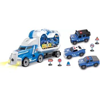 autíčko Wiky W049398 Kamion policejní s 3 auty šroubovací s efekty 42 cm
