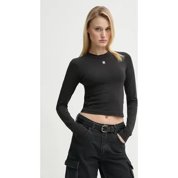 Pánské tričko Tričko s dlouhým rukávem G-Star černá barva, s pologolfem, D26357-3310 D26357.3310 99X, vel. M