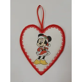 Látkové srdíčko bílé s červeným okrajem - Krásné Vánoce 16