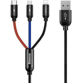 Datový kabel Baseus Three USB kabel 3v1 Apple Lightning / Micro USB / USB-C 0,3m / 3,5A