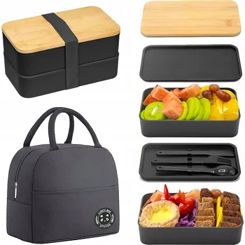 Dóza na potraviny KRABIČKA NÁDOBA NA OBĚD S PŘÍBORY JE ODOLNÁ A ELEGANTNÍ, MÁ OBJEM 1,2 L