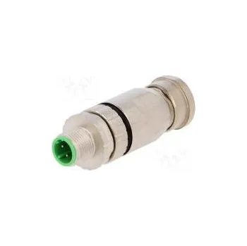 Elektrická zásuvka Zástrčka M12 PIN 4 vidlice kód D-Ethernet na kabel IP67 250V