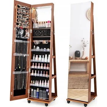 Toaletní stolek TOALETKA NA BIŻUTERIE AKCESORIA DO MAKIJAŻU Toaletní stolek na šperky a líčení, odstíny hnědé, 37 x 156 x 40 cm