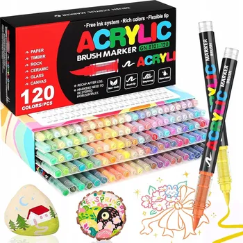 AKRYLOVÉ FIXY FIXY POPISOVAČE 120 BAREV, IDEÁLNÍ DO ŠKOLY