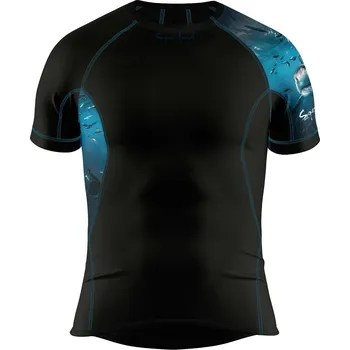 Pánské funkční triko krátký rukáv SHARK černá Bamboo Ultra - Modrá / S