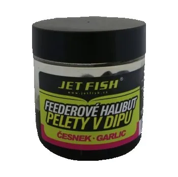 Jet Fish Feederové Halibut pelety v dipu Česnek 120g 12mm
