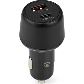 Datový kabel NEDIS nabíječka do auta/ 48 W/ dva výstupy/ 12 - 24 V DC/ 3.0 A/ USB-A/ USB-C/ automatická volba napětí/ černá