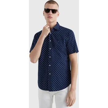 Pánská košile Tommy Hilfiger pánská modrá košile s krátkým rukávem Print 20010188-1928631