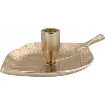 Obraz KOVOWÝ SVÍCEN S PODSTAVCEM LIST ZLATÝ GLAMOUR