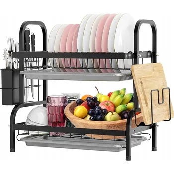 Odkapávač na nádobí ODKAPÁVAČ NA NÁDOBÍ PŘÍBORŮ ODKAPÁVAČ S ODTOKEM DVOUÚROVŇOVÝ VELKÝ PROSTORNÝ