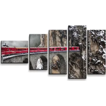 Obraz Sablio Obraz - 5-dílný Vlak na mostě 2 - 100x60 cm