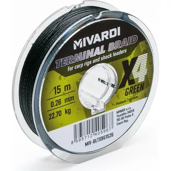 Mivardi Šňůrka Terminal X4 Braid Green 15m 0,16mm