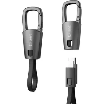 Datový kabel Tech-Protect UltraBoost DNA Keychain USB-C kabel a klíčenka PD 60W / 3A – Iron Grey
