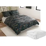 Sada mikroplyšového povlečení LIŠKA A ZAJÍC tmavě zelené + prostěradlo mikroplyš SOFT 180x200 cm bílé, dvoulůžko