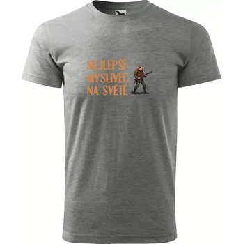 Pánské tričko Sablio Tričko s potiskem Nejlepší myslivec na světě - šedé 4XL