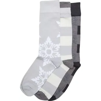 Dámské ponožky Unisex vánoční ponožky Urban Classics Christmas Snowflakes Socks 3-Pack velikost 43-46 lightasphalt