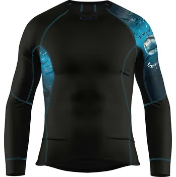 Pánské funkční triko dlouhý rukáv SHARK černá Bamboo Ultra - Modrá / 3XL