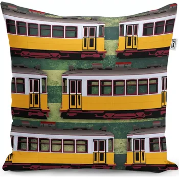 Polštář Sablio Polštář Lisabonské historické tramvaje Zelený Pattern - 60x60 cm