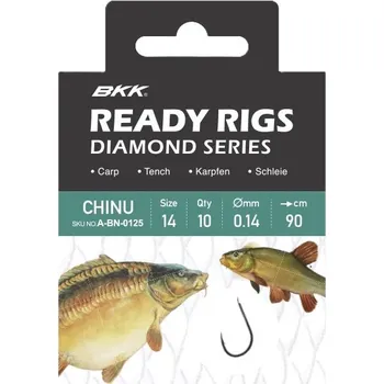 Rybářský háček BKK Návazec Ready Rig Diamond Chinu BN Velikost 10 0,16mm 70cm 10ks