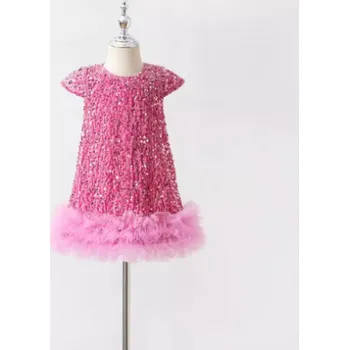 Dívčí sukně Slavnostní (vánoční) šaty pro dívky s flitry Barva: Růžová, Velikost: 100