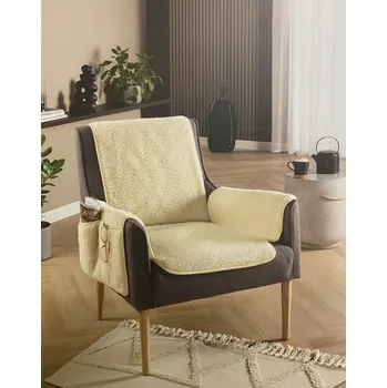 Potah na židli Vlněný potah na křeslo s kapsami vzor: Ecru